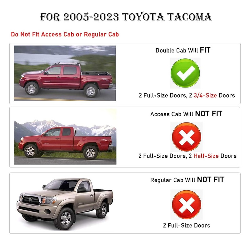 Roof Rack Cross Bar Compatible with 2005-2023 Toyota Tacoma Double