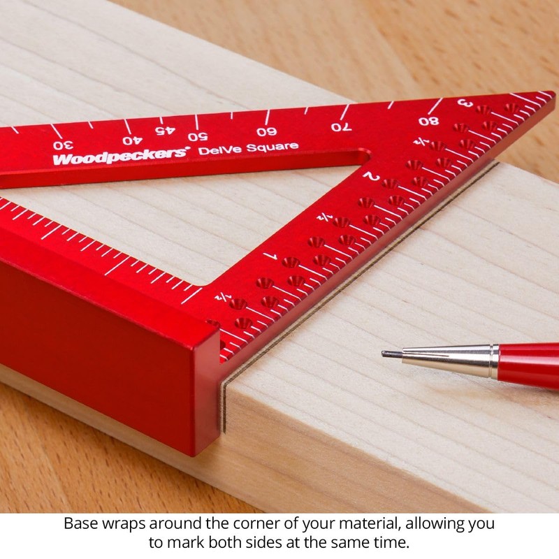 Woodpeckers Delve Square, 10-in-1 Woodworking Layout Tool, 6 Inch, Aluminum,