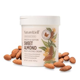 NATURE WELL Crema hidratante suave y suavizante de almendras dulces para rostro, cuerpo y manos, enriquecida con aceites y extractos naturales, restau