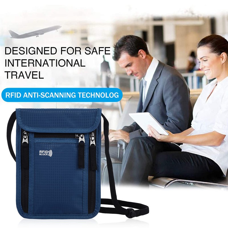 KEAFOLS Neck Pouch Chest Bag Travel Purse with RFID Protection