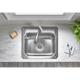 Elkay LK99 3-1/2" Deluxe Drain with Type 304 Stainless Steel Body, Strainer Basket, Rubber Seal, and Tailpiece