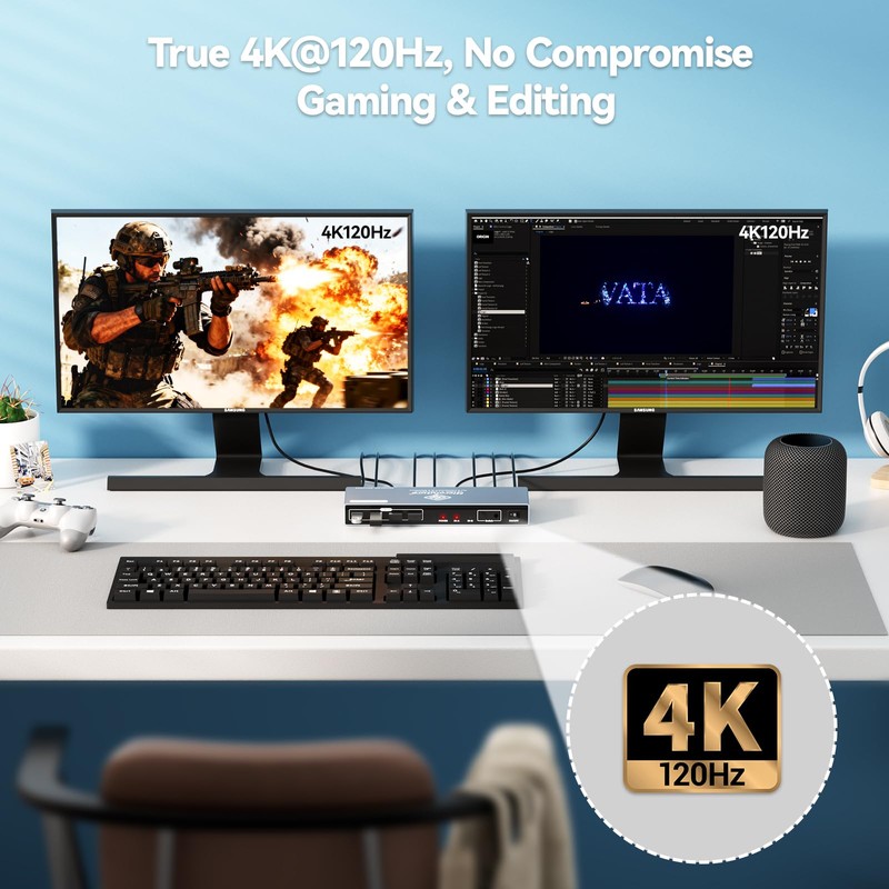 8K@60Hz 4K@120Hz HDMI KVM Switch | w/Extension Button Module |