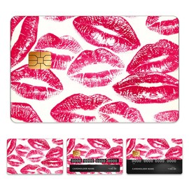 Peacoblue Bank Card Sticker Pink Lip Print Credit Debit Card Custom Skin Cover Protector, 4 Styles Waterproof Scratch-Proof and Attractive Decal for Most Popular EBT Transportation Key Card