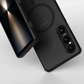 For Xperia1 VI Case, SO-51E Case, MagSafe, Translucent, Magnet, Shockproof, Matte Feel, No Yellowing, Strap Hole, Wireless Charging Compatible, Black