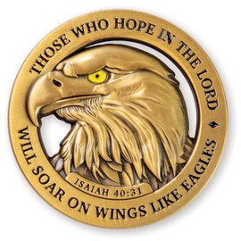 American Bald Eagle Challenge Coin, Bulk Pack of 10 Christian Pocket Tokens, Isaiah 40:31 Bible Study Supplies for Men, Religious Worry & EDC Coins for Police & Military Veterans