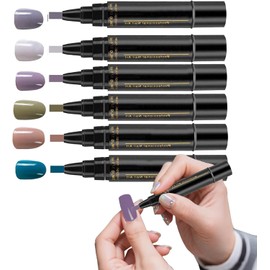 Lápiz de Esmalte Uñas, 6 Piezas Lápices Esmalte Uñas Gel Resistentes al Agua, Kit de Herramientas Larga Duración para Uña Artísticas, Juego Lápices Colores para Pintar Uña, para Mujeres Niñas