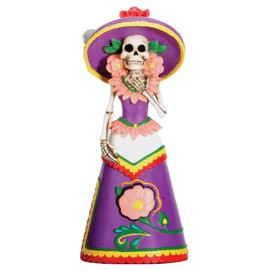Dod Purple Senorita Mexican Traditional Skeleton Sculpture