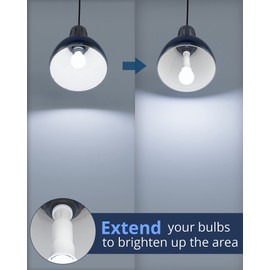 JACKYLED E26 Light Socket Extender 4-Level Extendable, 3.1-4.3in/8-11cm Extension E26/E27 Bulb Adapter Socket Converter, Light Bulb Extension for Living Room, Bedroom, Kitchen, Storage, Garage, 6-Pack