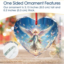 Crystal Angel Glass Ornament for Christmas Tree - 3 Inch Hanging Holiday Decoration - Shimmering Angel Figure for Women Gift - Unique Xmas Keepsake for Tree or Window Display