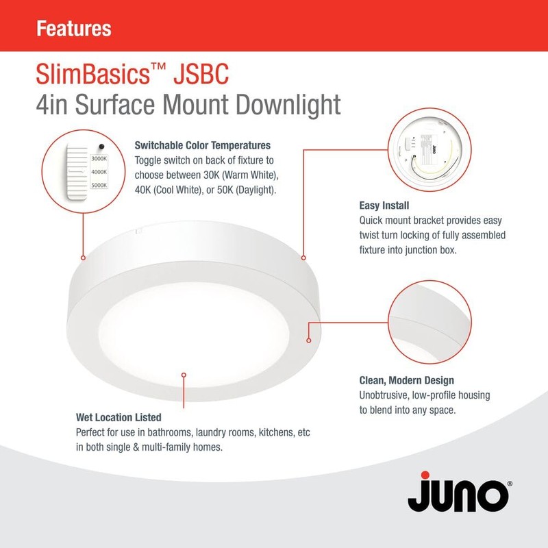 Juno Slim Basics 4 Inch LED Ceiling Light, Low Profile