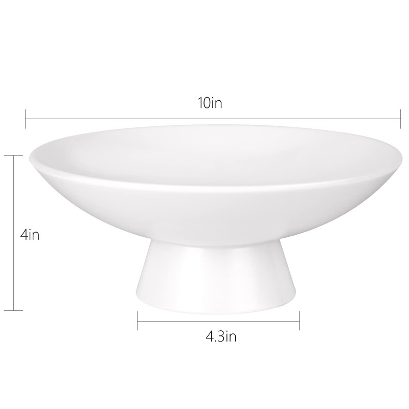 AKICTE Ceramic Fruit Bowl, 10 Inch White Fruit Bowl For