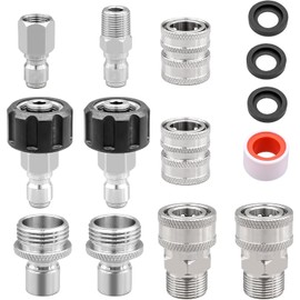 10 Pack Pressure Washer Adapter Set Quick Release Connect Fitting Adapter Kit M22-14mm Swivel to 3/8'' Quick Connect 3/4" to Quick Release