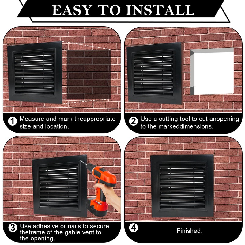 Bonshocon 12 x 12" Gable Vent,2 Pack Aluminum Shed Vents,Sturdy