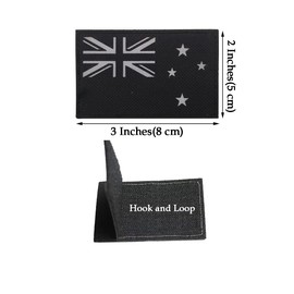 2PCS AliPlus New Zealand Flag Patches IR Infrared Reflective Patches Laser Cut Patch Tactical Morale Patch Hook and Loop(Black White)