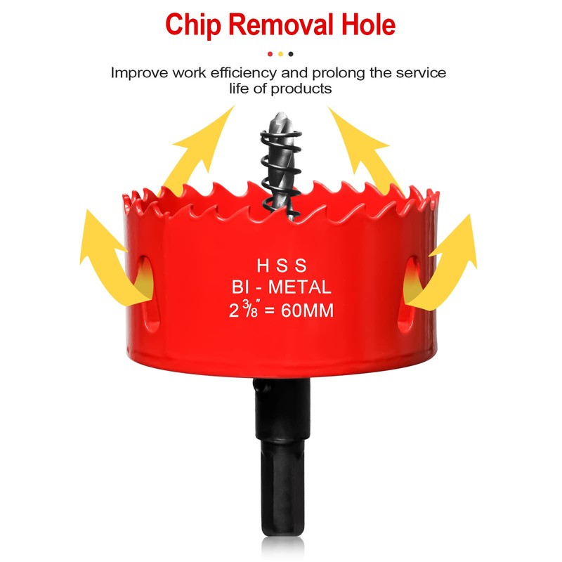 60mm Hole Saws Cutter, HSS Bi-Metal Drill Bit for Wood,