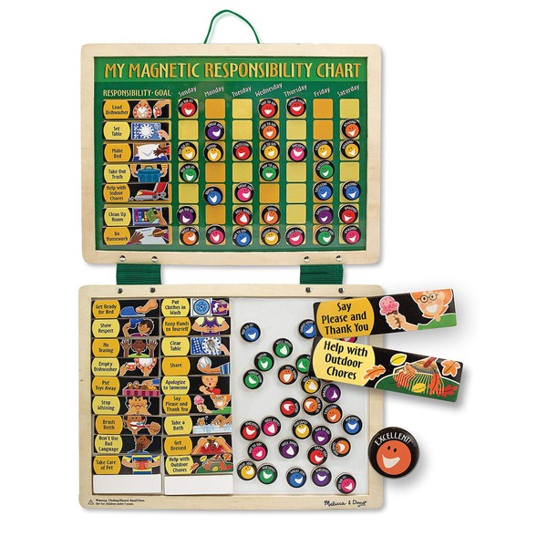 Melissa & Doug Deluxe Wooden Magnetic Responsibility Chart With 90 Magnets