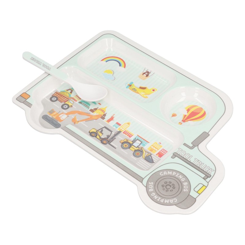 Cartoon Bamboo Toddler Plate Lovely Divided Bamboo Kids Dinnerware Set