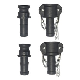 Quafwia 2 pcs Polypropylene Camlock Fittings (1” part C Female Coupler x Hose End) Cam and Groove Hose Fittings + 2 pcs PP Cam Lock Fitting (1” partE Male adapter x Hose End)