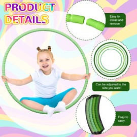 Syhood 12 Pcs Toy Color Hoop Plastic Detachable Adjustable Hoop Light Weight Exercise Fitness Equipment Toy Waist Ring for Adult Party, 3 Sizes (Gradient Green)