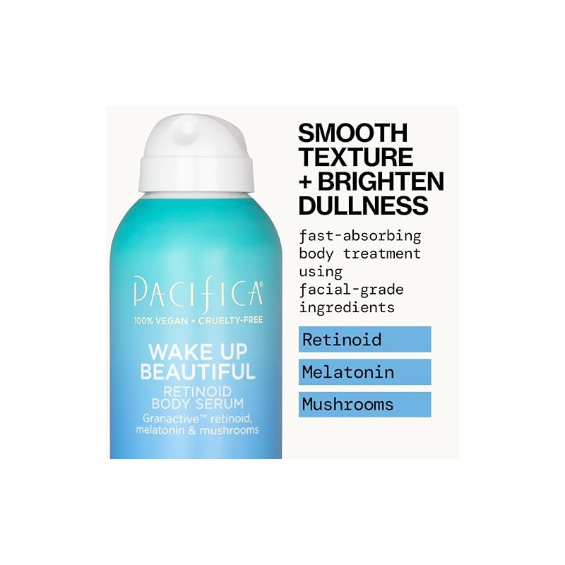 Pacifica Wake Up Beautiful Body Serum, Hydrating Lightweight, Retinol, Vegan,
