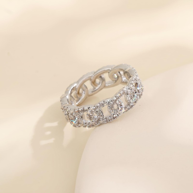 Sumeror S925 Sterling Silver Cubic Zirconia Band Rings for Women