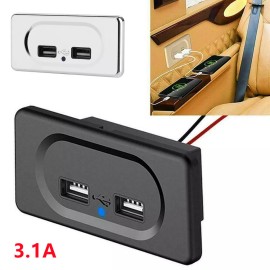 Universal 3.1A 12 V Dual USB Port Fast Charger Socket Power Outlet Panel Motorcycle Car RV