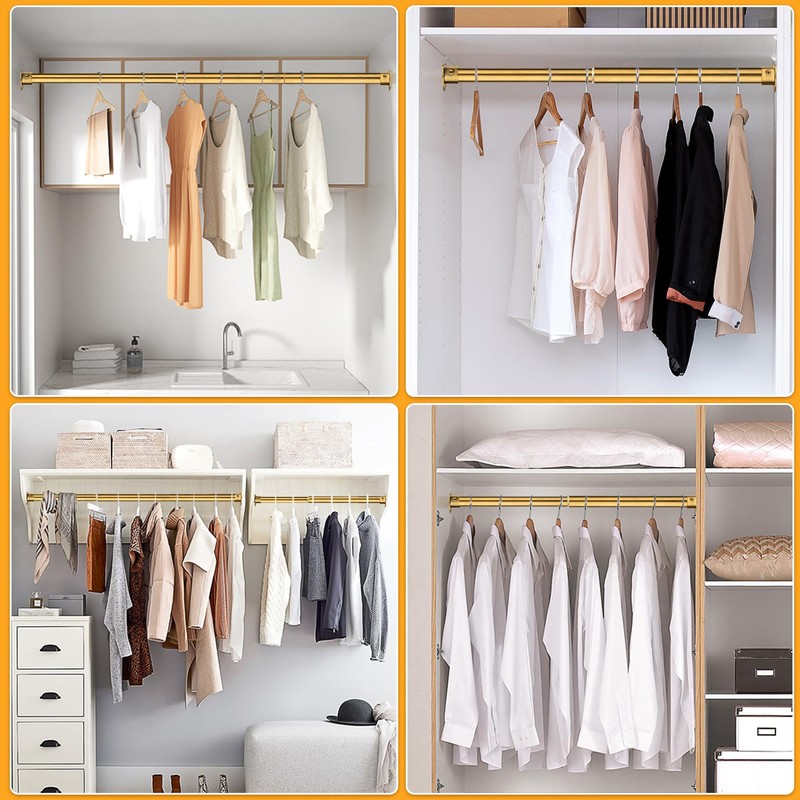 FIRJOY 2Pcs Heavy Duty Stainless Steel Closet Rod Bracket Holder