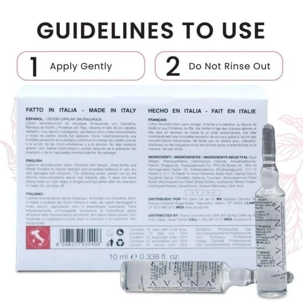 Avyna Keratin Ampoules - LOZIONE DI CHERATINA Ker(12 VIALES X