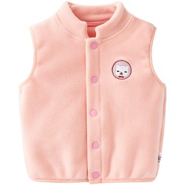 ANIMQUE Baby Toddler Gilet Polar fleece Gilet Stand-up Collar Snap Button Jacket Sleeveless Jacket Spring Autumn Winter Transition Season Children Warm Vest, Pink 73