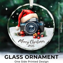 Camera Christmas Ornament - Photographer Ornaments, Photography Ornaments - Camera Lovers Gifts - Glass Ornament