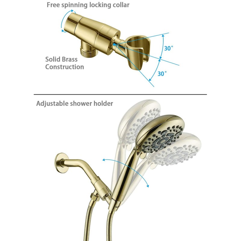 G-Promise Handheld Shower Head High Pressure 6 Spray Settings, Detachable