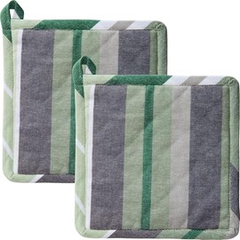 REDBEST Topflappen "Streifen" 2er-Pack Baumwolle grün Größe 20x20 cm