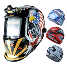 TRQWH Auto Darkening Welding Mask Helmet Light True Color & Camo Cap Set