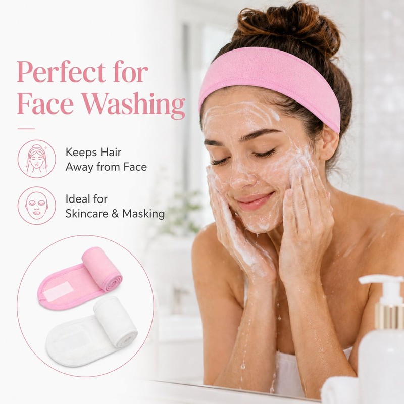 4 Pcs Terry Cloth Facial Headband for Women - Adjustable