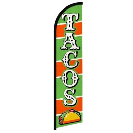 Tacos (Green & Orange)  Windless Swooper Flag  Sign