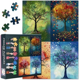 TUMOVO Challenging Jigsaw Puzzle 1000 Pieces Adult Four Seasons Trees
