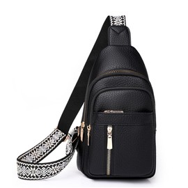 A xeumei Chest Bag Women's Elegant Crossbody Bag Shoulder Bag Small Sling Bag PU Leather Shoulder Bag for Travel Work Shopping, black, S