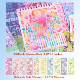 2800PCS Kpop Photocard Scrapbook Stickers Book, Butterfly Stars Heart Ribbon Letters Stickers Self Adhesive Kpop Deco Korean Stickers Book for Photocards Toploaders Scrapbooking Art Card Craft