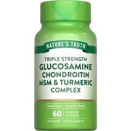 Nature's Truth Glucosamine Chondroitin MSM Complex | 60 Caplets | with Turmeric | Triple Strength Formula | Non-GMO and Gluten Free Supplement