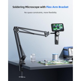 JL115A Digital Microscope with Flex Metal Boom Stand, 5" LCD Portable Microscope for Soldering Electronics Repair, 1080P Handheld Coin Magnifier with 8 LED Lights, PC View, Windows Compatible