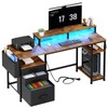 Lufeiya Gaming Desks with Led Lights and Power Outlets, 55