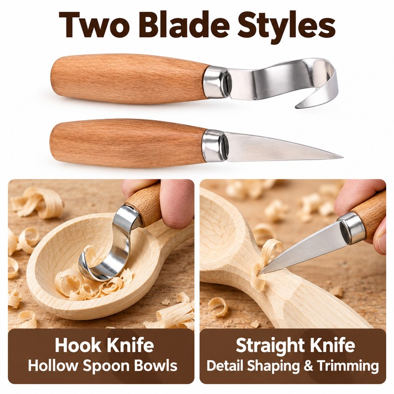 Wood Carving Hook Knife – Ergonomic Curved Chisel Spoon Carving