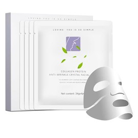 Mascarillas Faciales 4pcs: Mascarilla de ColaGeno-Real Deep Mask | Low Molecular Collagen Face | Minimiza los Poros Mejora la Elasticidad | Overnight 