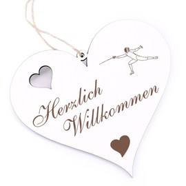 Herzlich Willkommen Sign – Fencing – Decorative Heart Wooden Welcome Sign Door Sign Door Decoration