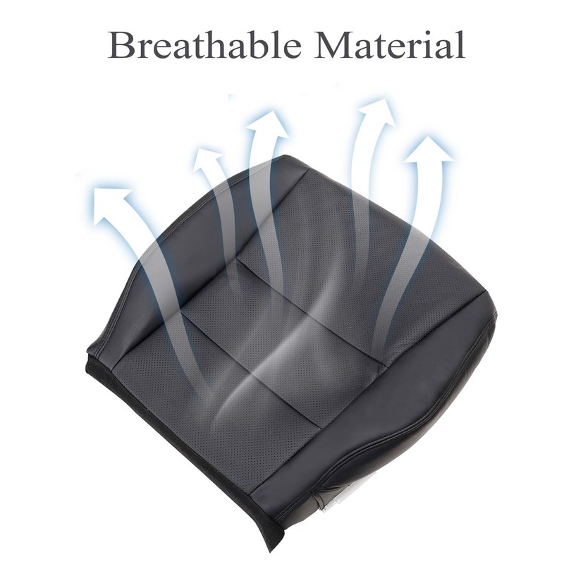AOUTTUOA Driver Side Bottom Perforated Leather Seat Cover Black Fit