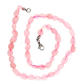Taddart Minerals - Pink Nugget Necklace Made of Natural Gemstone Rose Quartz with 45 cm Length - Handmade, Gemstone