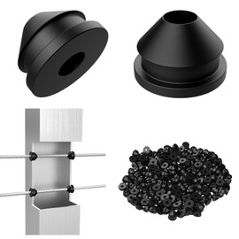 CKE 300 Pack Cable Railing Rubber Grommets for 1/8" 5/32" 3/16" Cables for Metal Cable Railing Posts, 1/8" Cable Railing Kit Protector Sleeve Grommet, Cable Protective Sleeves for Metal Posts, BCR10