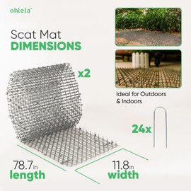ohlela Cat Scat Mat for Cats - 6.5ft (2 Pack) Pet Deterrent Mat with 12 Garden Staples, 1 Inch Spike is Effective for Cat Repellent Indoor & Outdoor. Pet Training Tool to Keep Cats Away