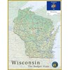 Wisconsin State Physical Map - 16.4 x 21.4 Inches -