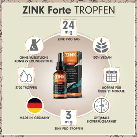 ProFuel Zinc drops FORTE 3x100ml - 8100 drops extra high dosage with 3 mg of zinc sulfate - very economical, for 1000 uses - high bioavailability, without alcohol, laboratory tested & vegan